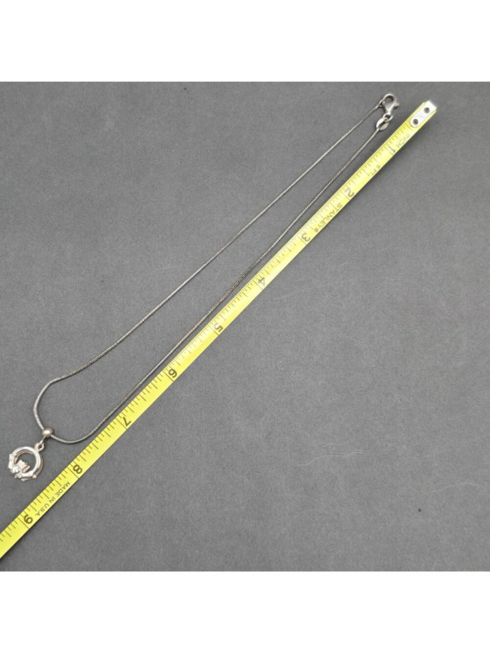 Solvar Sterling Silver Claddagh Necklace Interlocking Double Charm Ireland 16" - Picture 9 of 12